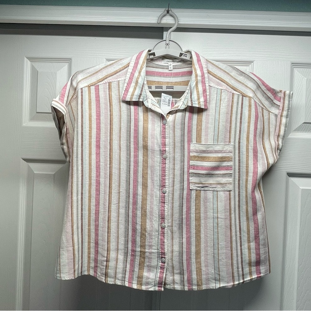 Maurice’s Multicolor Striped Short Sleeve Button Down Shirt Size XL